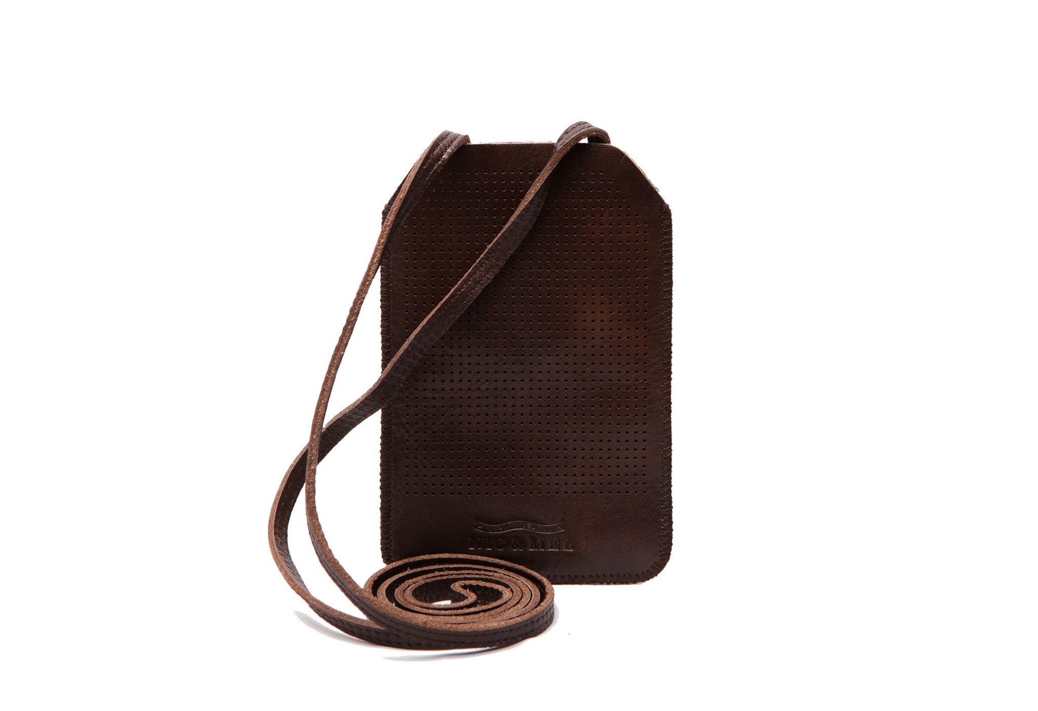 iPhone holder 4 perforated  Dk Brown Strap